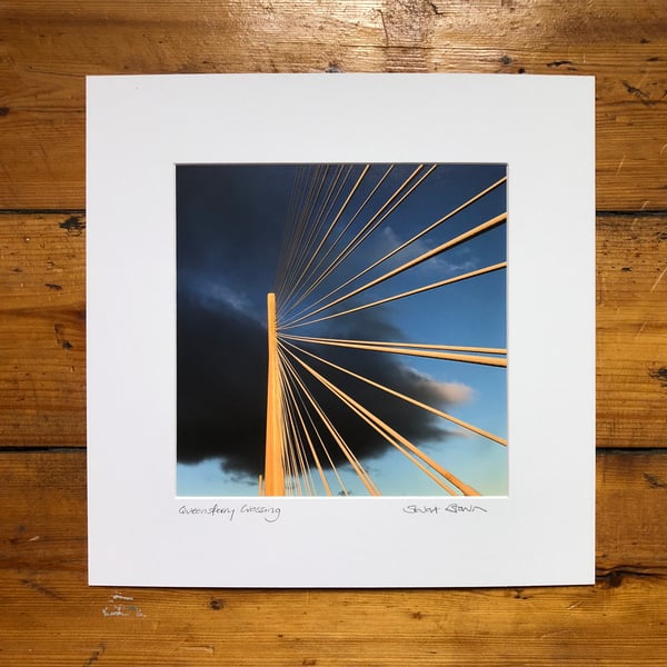 Queensferry Crossing signed mounted print 30 x 30cm FREE DELIVERY