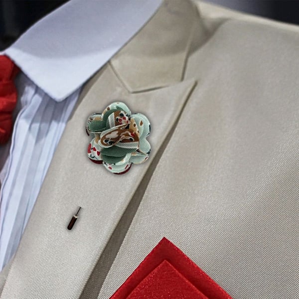 Flower Lapel Pin, Green Flower, Wedding Buttonhole