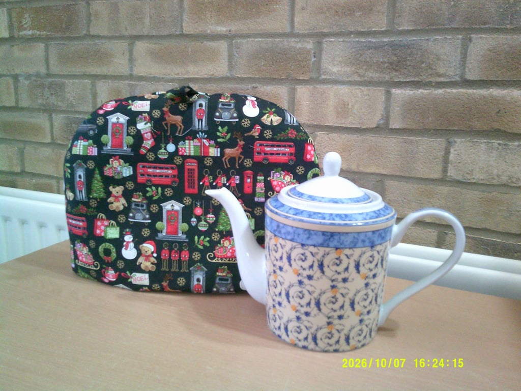 London Themes on Black Large Tea Cosy