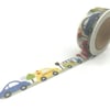 Multi coloured pattern, Vehicles, cars, buses, traffic Decorative Washi Tape 10m