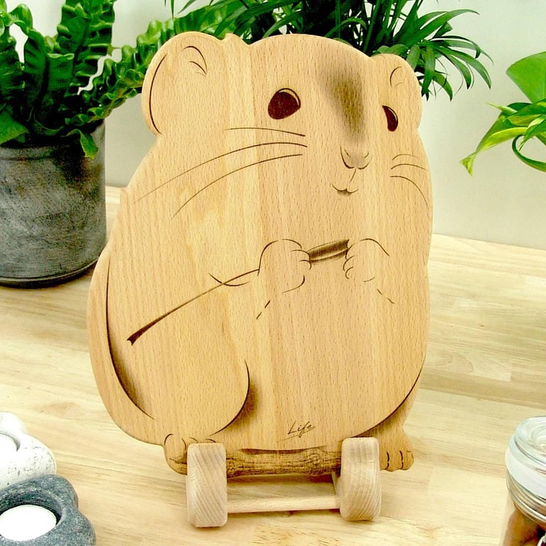 Harvest Mouse Chopping Board Solid Beech Kitchenware, Hand Made UK
