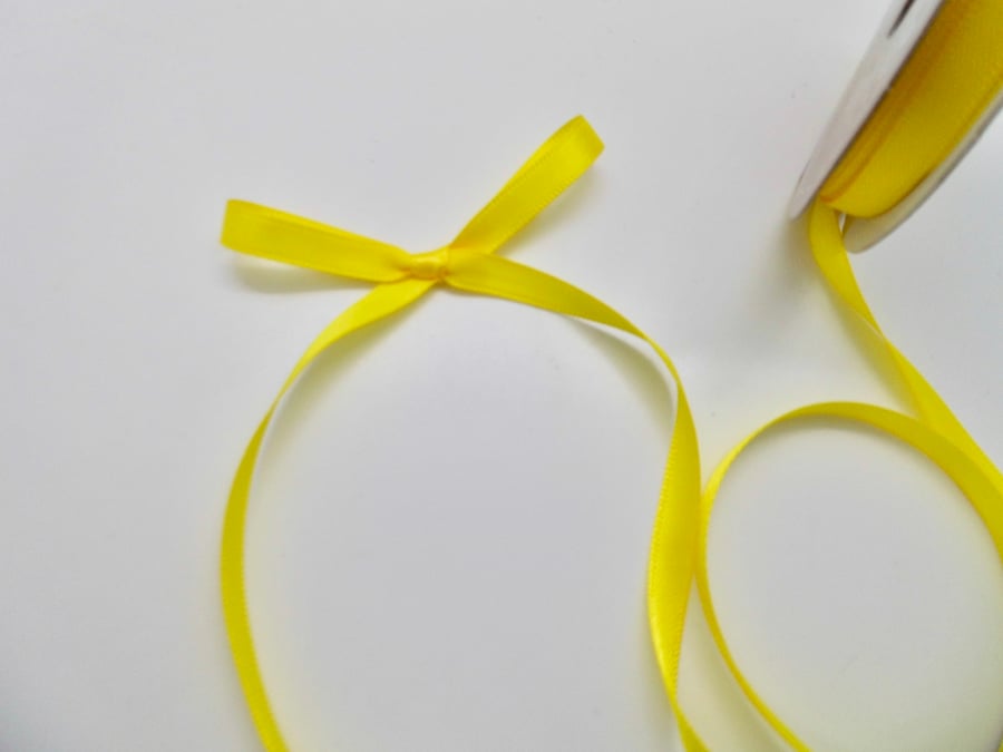 3 metres yellow double satin ribbon 6mm wide Easter crafts Spring