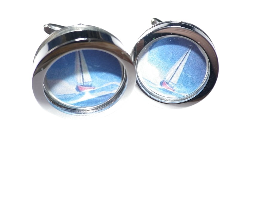 Rough Seas cufflinks, free shipping, gift wrapped, great image,Ref  9741