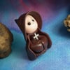 Tiny Gnome Monk 'Brother Osricc' 1.5" OOAK Sculpt by Ann Galvin Gnome Village