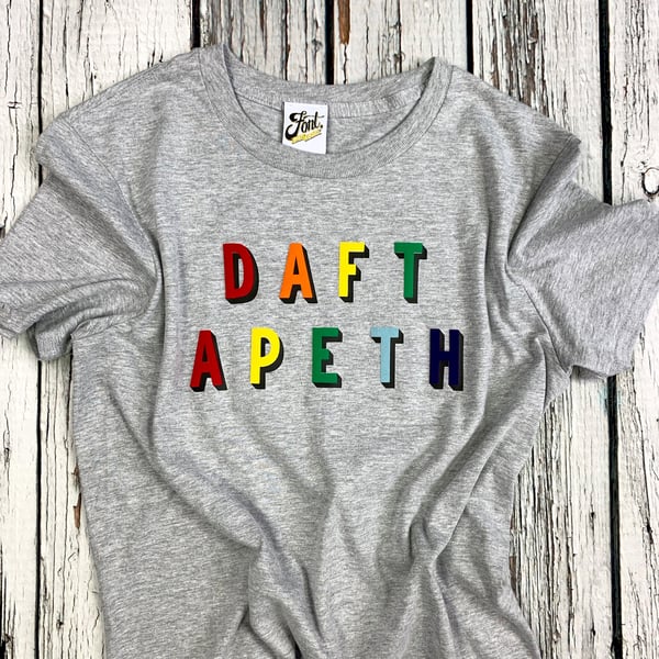 Daft Apeth Adult unisex T-Shirt. Rainbow T-shirt British phrases