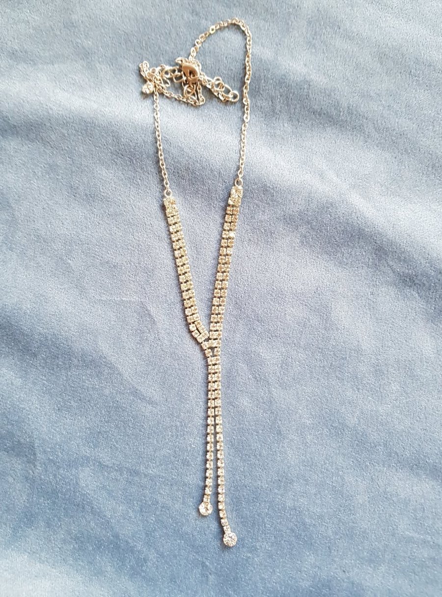 Completely upcycled Diamonte Drop Necklace