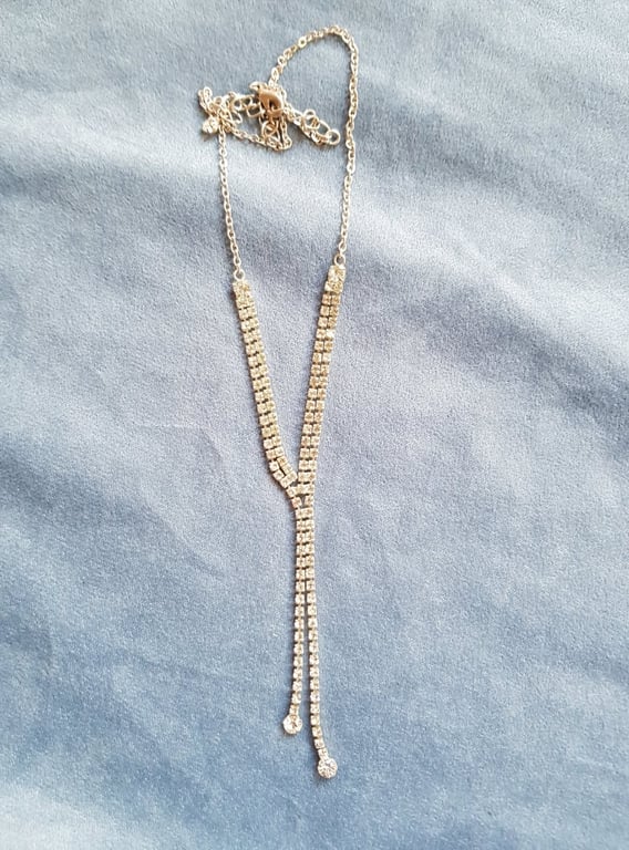 Completely upcycled Diamonte Drop Necklace
