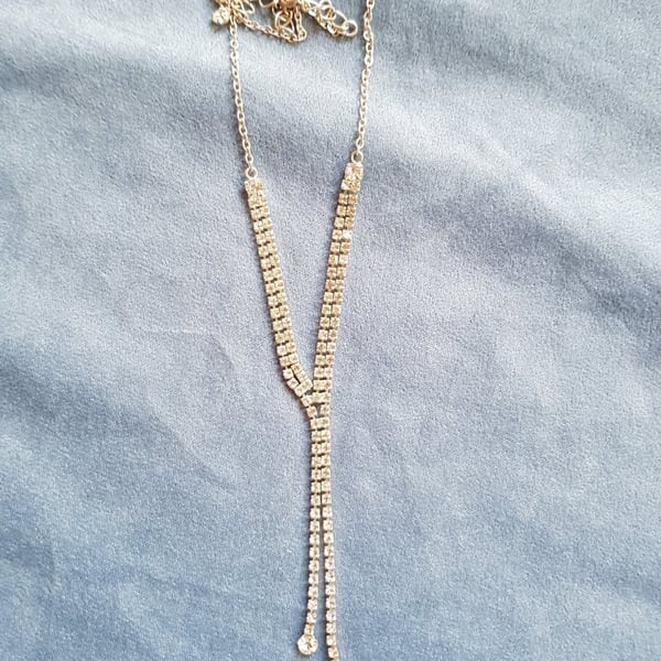Completely upcycled Diamonte Drop Necklace