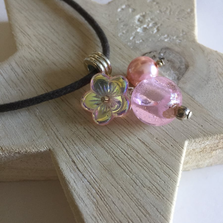 Pink Necklace, Cluster Necklace