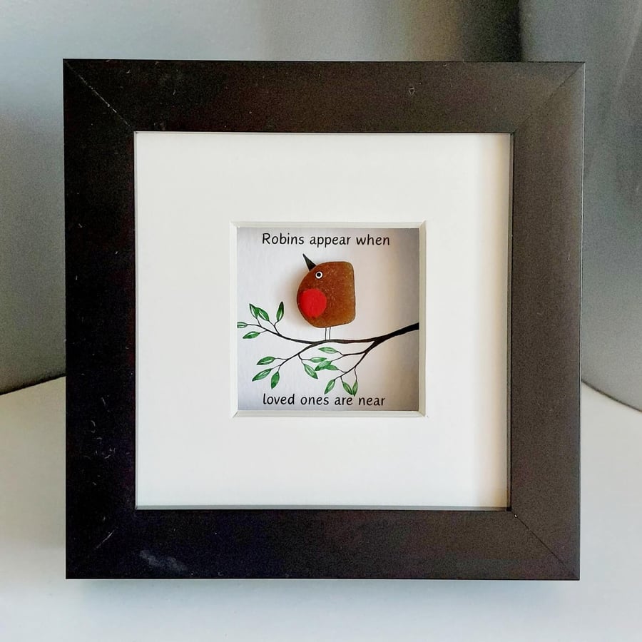 Sea Glass Robin Sentimental Wall Art Quote - Framed Original Picture