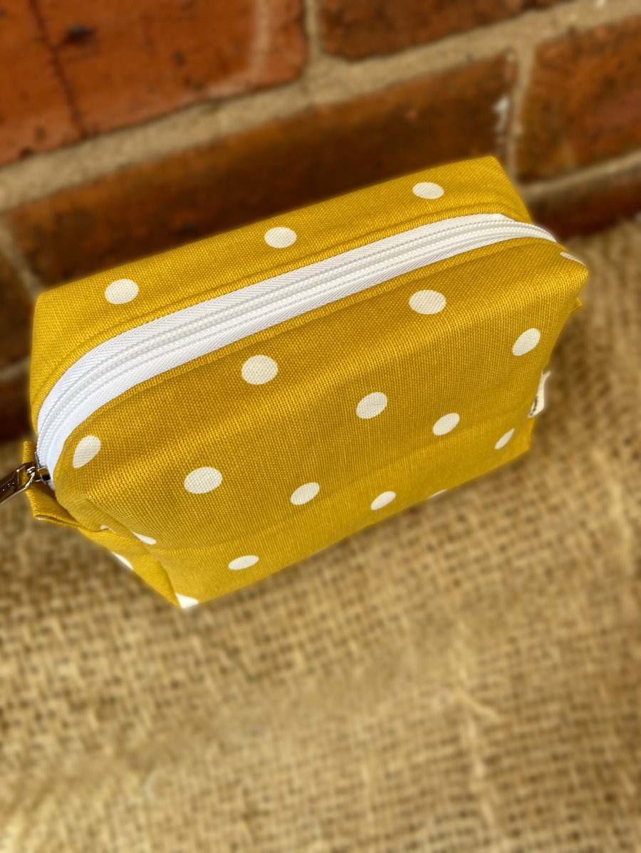 Mustard Polkadot Box Pouch