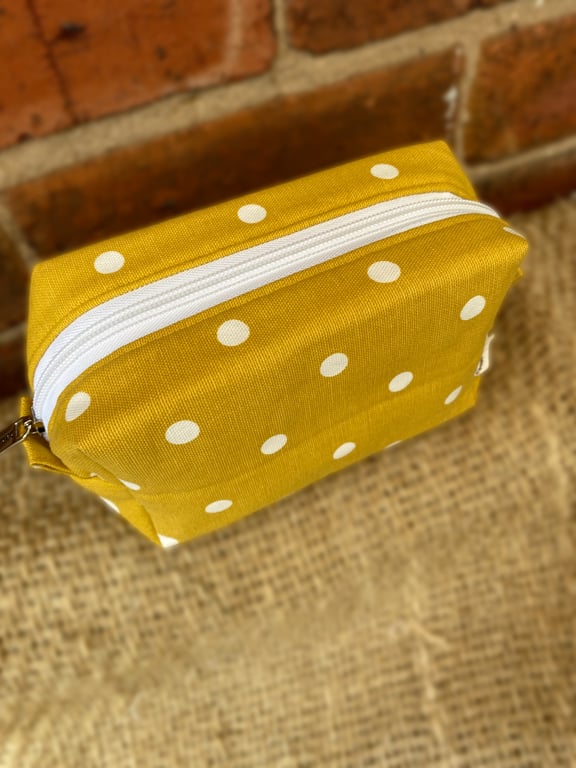 Mustard Polkadot Box Pouch