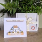 Thank you Card With Removable Wooden Cottage Gift