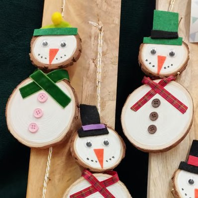 Fun and colourful wooden snowman decorations