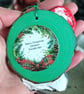 Christmas tree decoration of a Badger with a santa hat made from air dry clay.   - Image 8