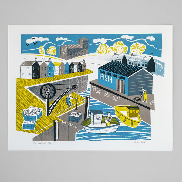 "The Harbour Crane" limited edition hand pulled screen print