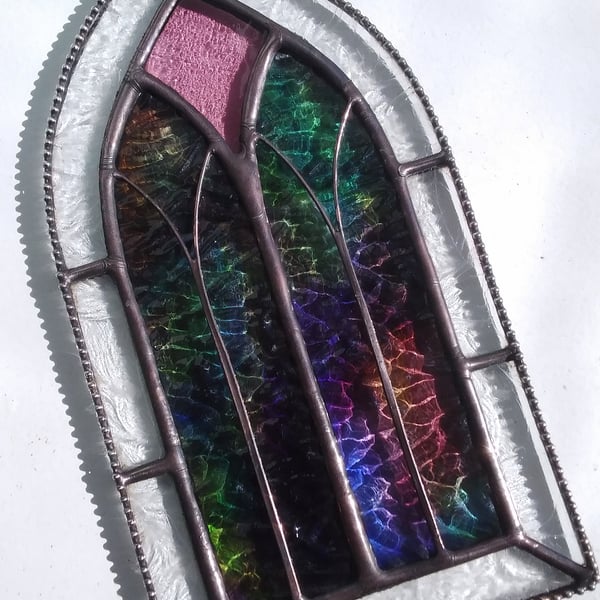 Stained Glass Gothic Arch - Mauve