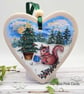 Christmas Heart Decoration - gift, clay ornament, red squirrel, trees, star - Image 7