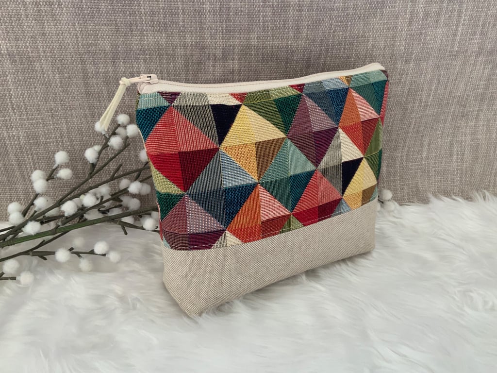Tapestry Cosmetic Bag, Zipped Purse, Make up Bag, Toiletry Bag