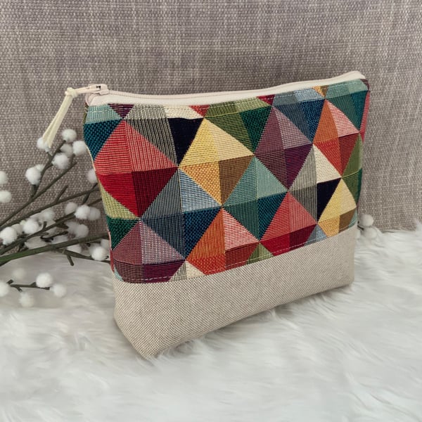 Tapestry Cosmetic Bag, Zipped Purse, Make up Bag, Toiletry Bag