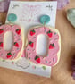 Handmade Cute Strawberry Heart Iced Biscuit doughnut Polymer Clay Earrings - Image 2