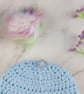 Crochet Baby Hat, Blue Newborn Beanie with Detachable Rainbow Pom, 0-3 Months - Image 8