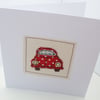 VW Beetle Bug Card - Machine Embroidered- Car Card - Driving Test