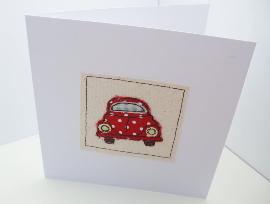 VW Beetle Bug Card - Machine Embroidered- Car Card - Driving Test