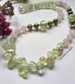 Artisan, Prehnite, Pearls, Marino Glass Sterling Silver Necklace 