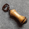Handmade Woodturned Oak Bottle Opener with Charred Detailing and Black Chrome