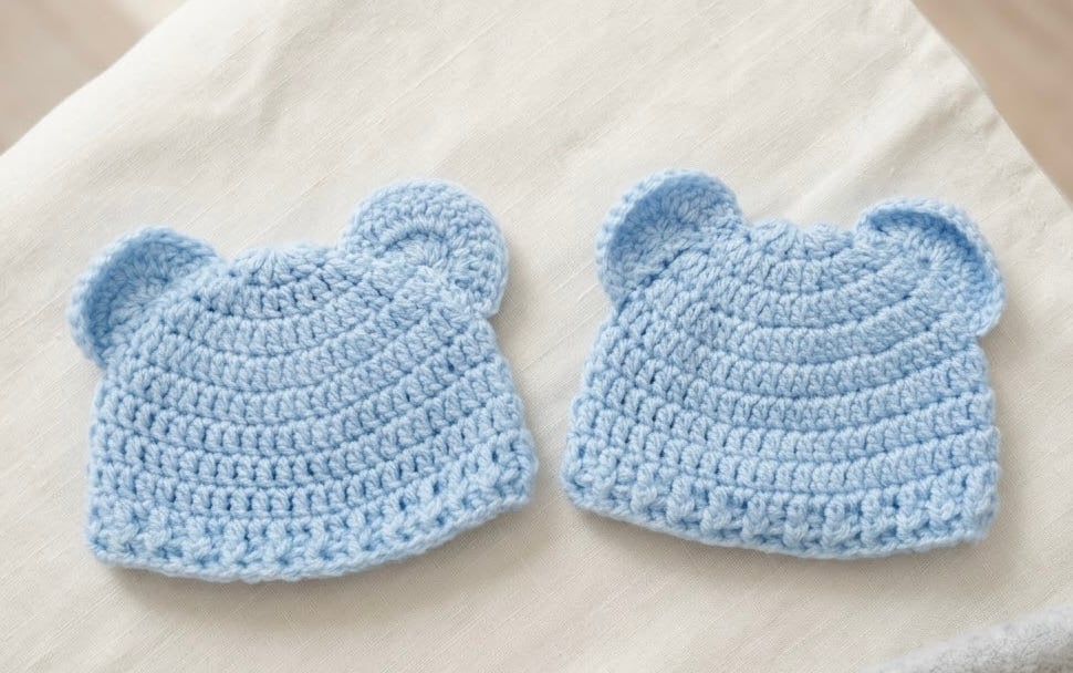 Newborn baby bear hats for twin boys