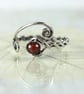 Garnet Twist Ring - Viking Style Rustic Jewellery. Silver with Deep Red Gem - Image 2