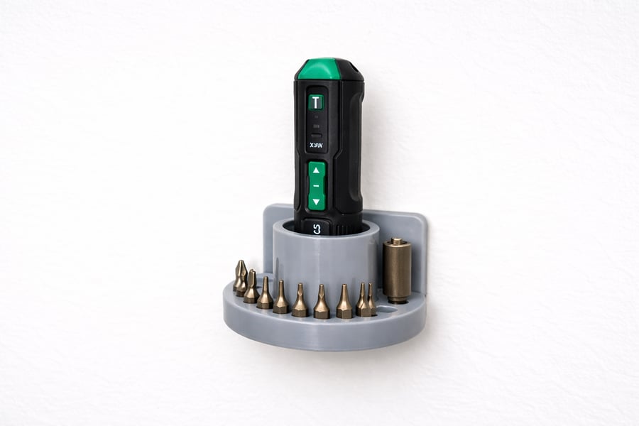 Electric Screwdriver Wall Mount Holder - Multi-Colour - Bit Storage Organiser