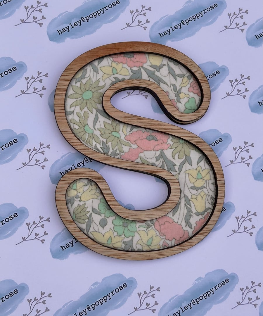 10cm Liberty Fabric & Maplewood Letters