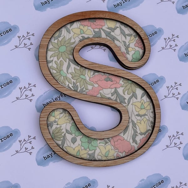 10cm Liberty Fabric & Maplewood Letters