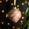 Marbled Christmas ceramic decoration bauble burgundy gold
