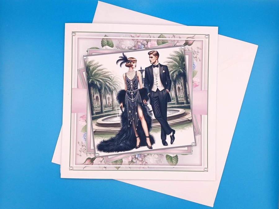 Art Deco Anniversary Card, Large 