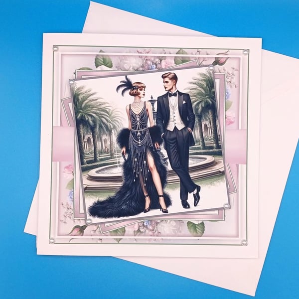 Art Deco Anniversary Card, Large 