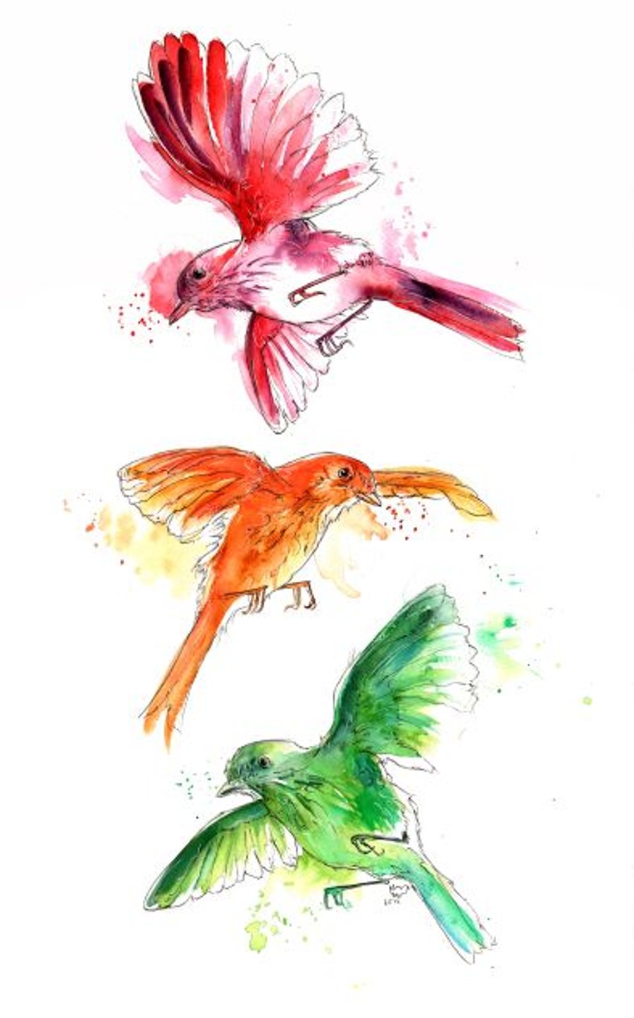 'Three Little Birds' A5 Print
