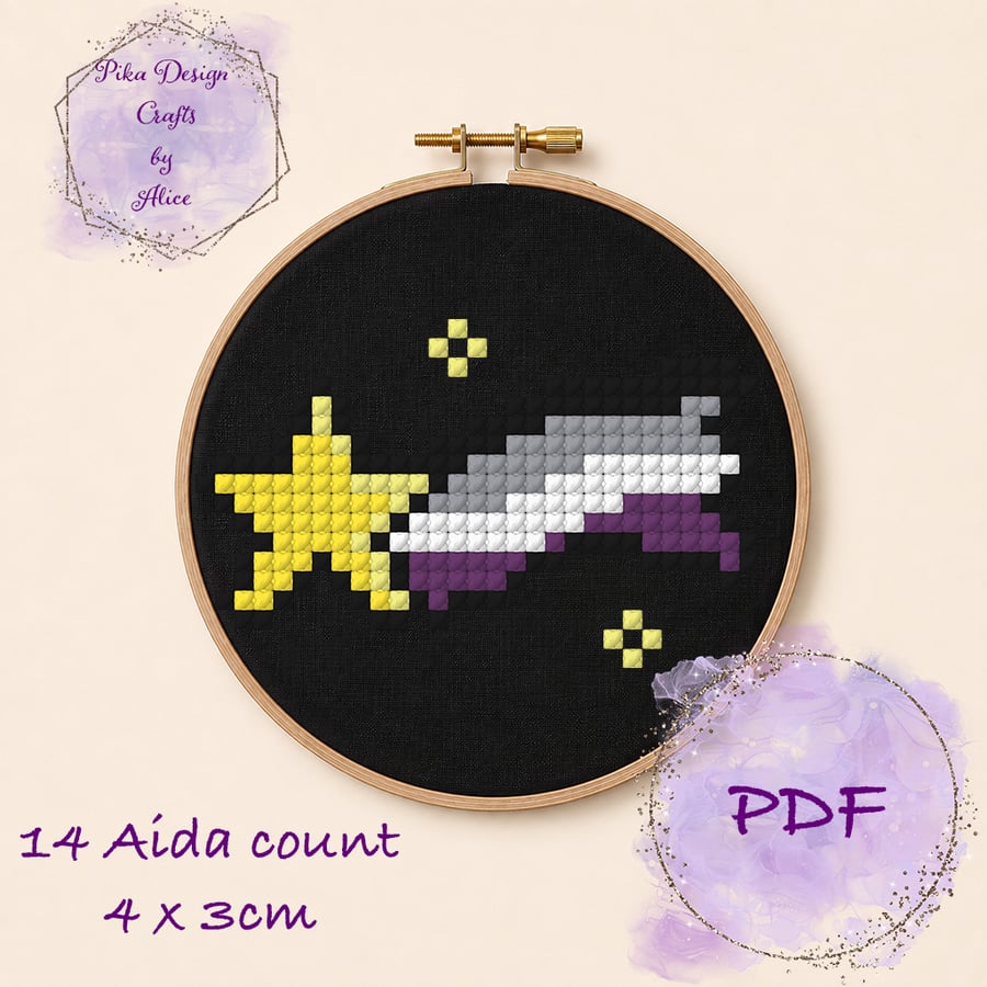 Asexual pride counted cross stitch pattern Emailed pdf
