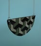 Large grey green necklace with geometric pattern ceramic bib necklace  - Image 2