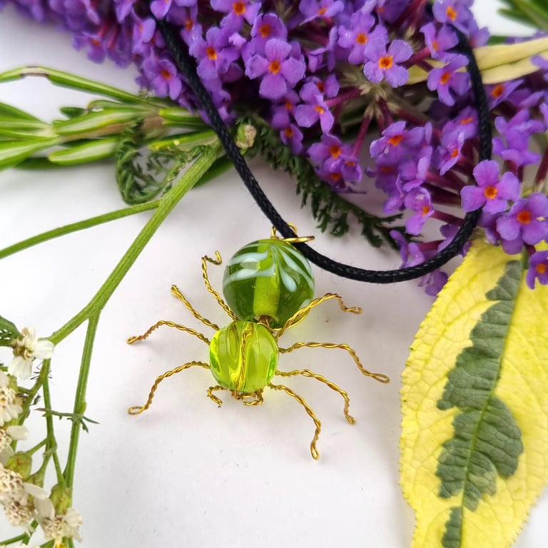 Glass Beaded Spider Necklace