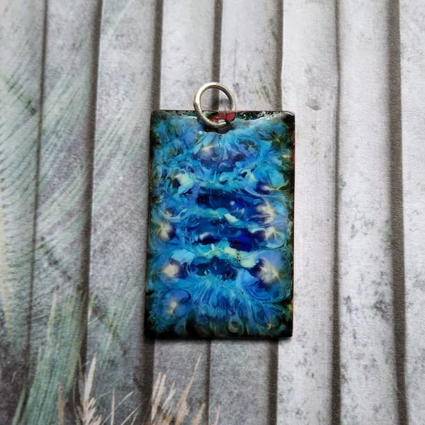 Enamelled ‘swirling seas’ rectangular pendant 187