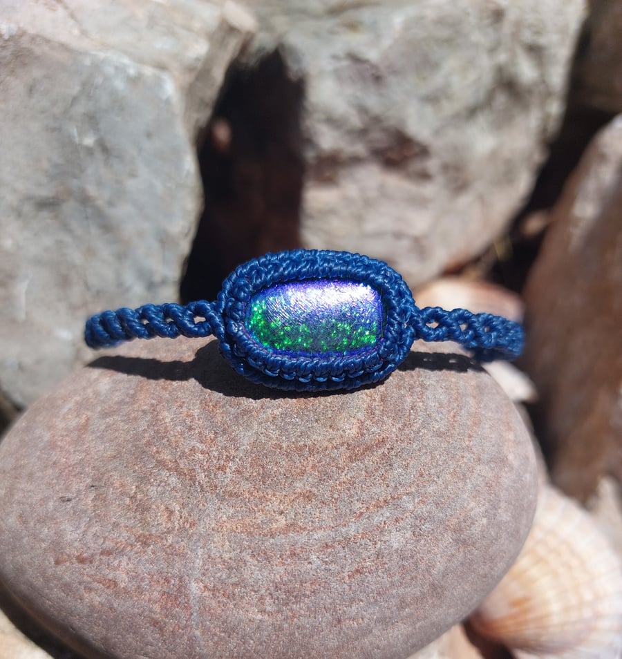 Fused Glass Macrame Bracelet