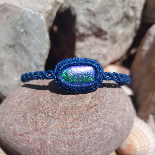 Fused Glass Macrame Bracelet