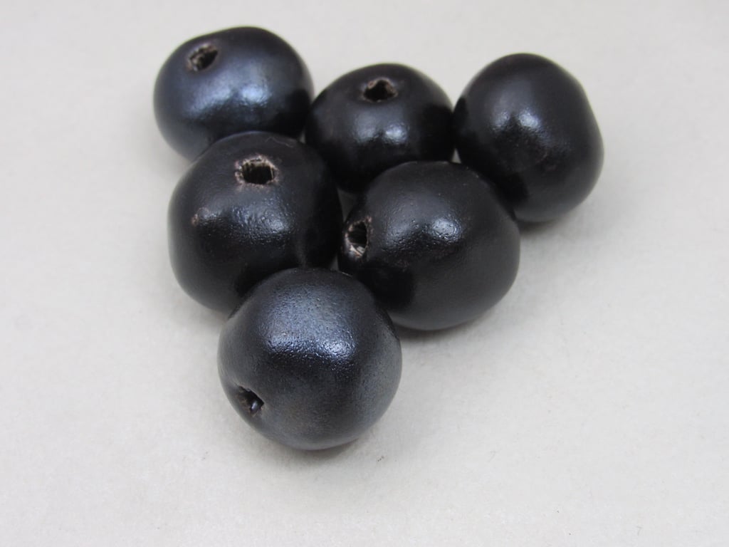 6 Medium Dark Earth Glazed Clay Beads