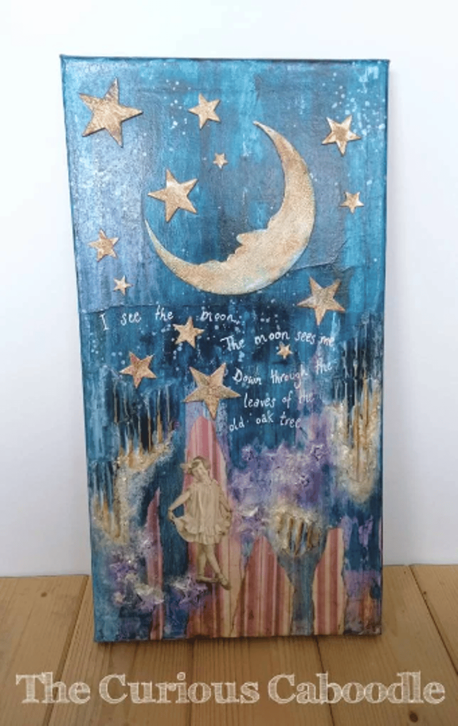 I See the Moon Mixed Media Art on Canvas Seconds Sunday