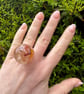 Rutilated Quartz, Carnelian and Clear Quartz Resin Ring. Size L - Image 3