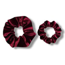 Set of 2 - Wine Velvet Scrunchies - Regular & Large