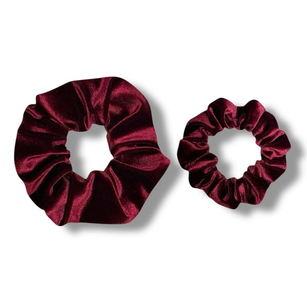 Set of 2 - Wine Velvet Scrunchies - Regular & Large